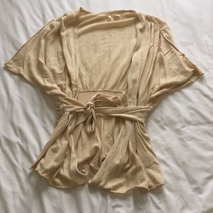 Anthropologie short sleeved cream sweater